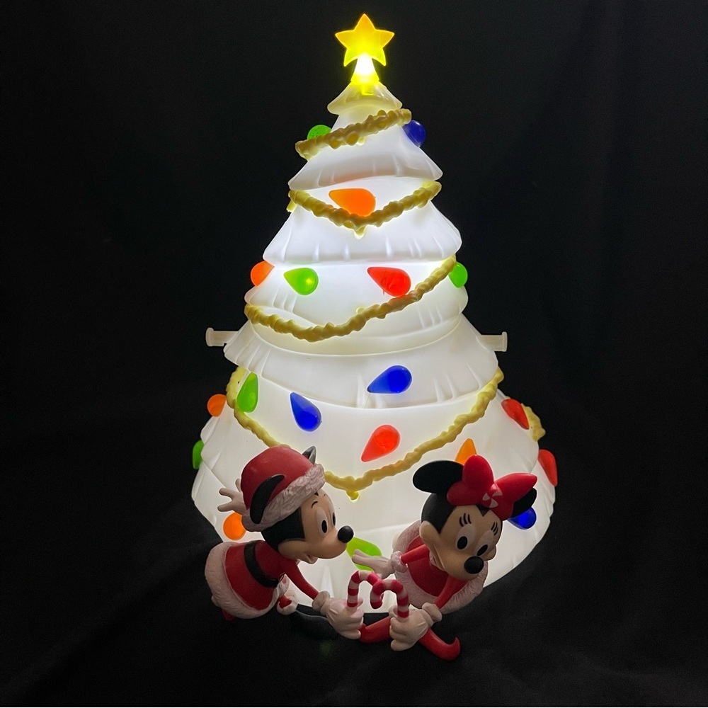 Disney Parks White Christmas Tree Popcorn Bucket Working Lights Up No Strap 2020